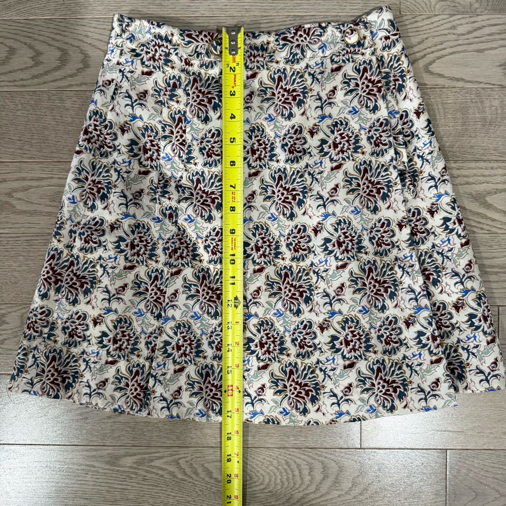 Tory Burch Floral A-Line Skirt in Cream and Brown with pockets - Picture 8 of 11